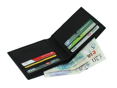 Mens RFID Slim Wallet Soft Smooth Real Leather Billfold Credit Card Holder 125