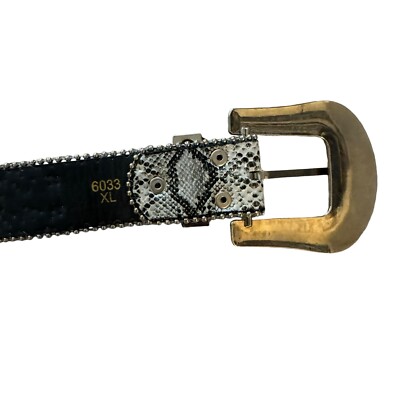 Berge Leather Croc Embossed Belt -Made in Italy sizes M and L Rhinestone Cross Studded Silver Metal Gray Croc Embossed  main image 3