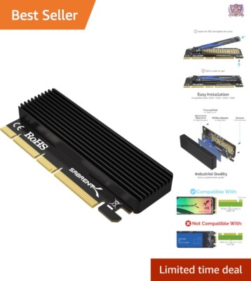 Classic Aluminum Heat Sink NVMe M.2 SSD to PCIe x16/x8/x4 Card - Lightweight