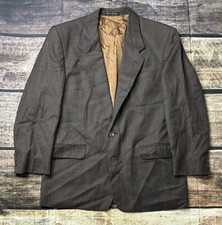 Yves Saint Laurent Blazer Jacket Men's 42 Windowpane Wool Brown