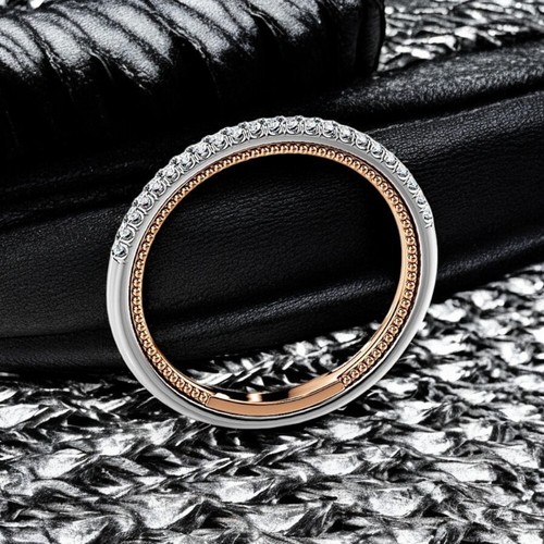 Fascia Eternità Diamante 0,20 Ct Oro Multicolore 14K Taglio Tondo Certificato... - Foto 6 di 13