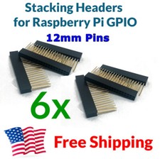 6X Raspberry Pi Stacking GPIO Header 2x20 40P 40 pin 2.54 Female Extra Long Pins