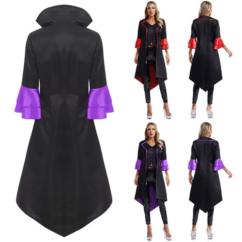 Women Flare Sleeve Vampire Role Play Costume Jacket Dress Up Overcoat Costume - Picture 3 of 26