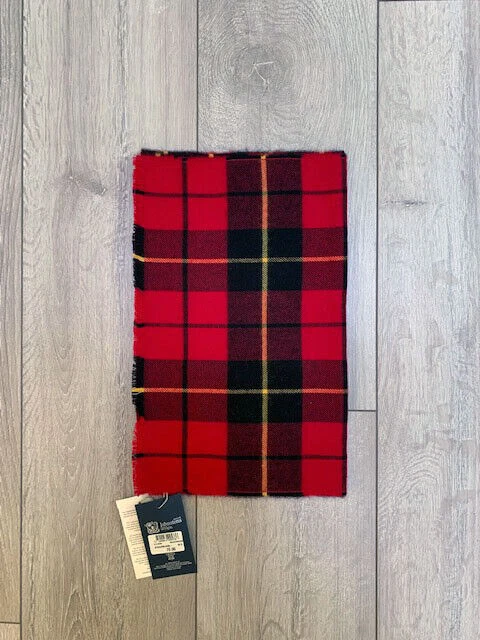 JOHNSTONS OF ELGIN MERINO WOOL SCARF WALLACE RED & BLACK TARTAN SCARF