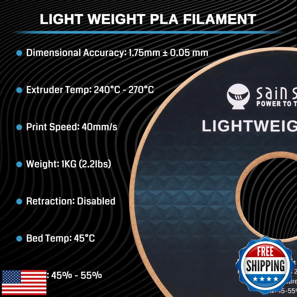 SainSmart Light Weight Filament 1.75mm, LW-PLA Low-Density Active Foaming 3D  - Image 4 of 4