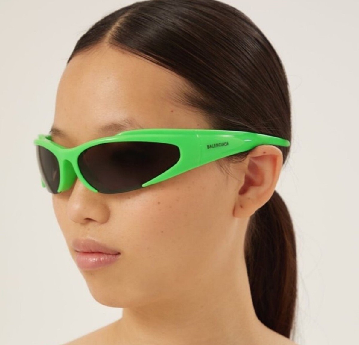 サングラス BALENCIAGA Woman Sunglasses Green BB0253S 005 NEW BALENCIAGA BB0253S 005 OVAL GREEN GREY UNISEX SUNGLASSES