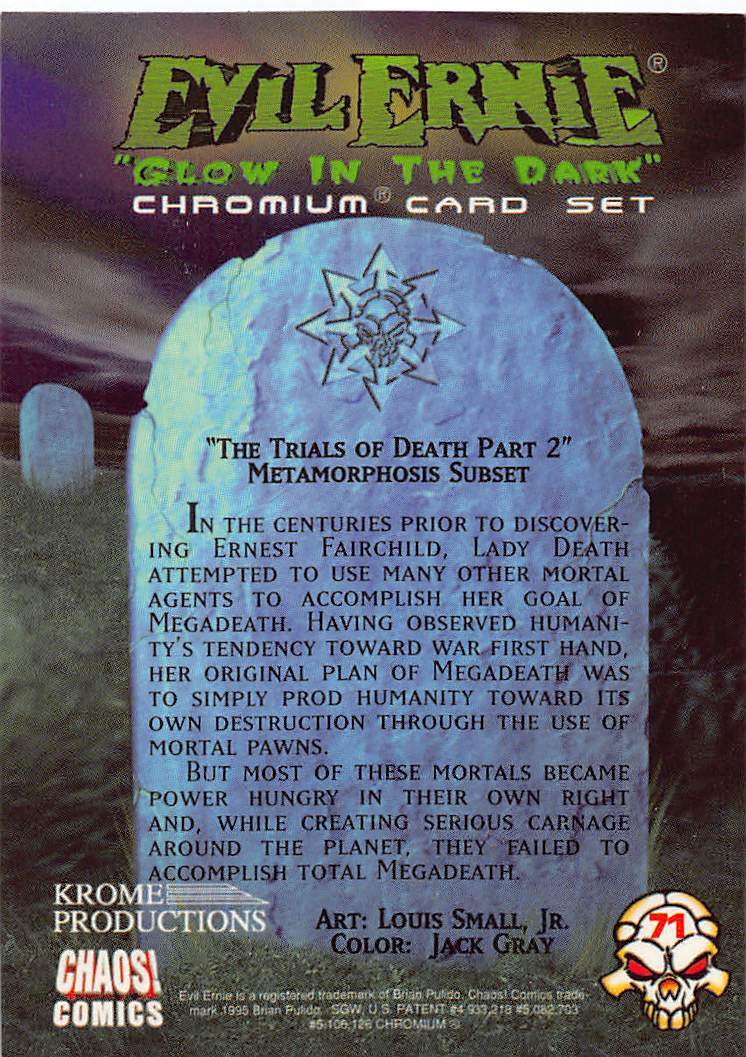 Lady Death - Evil Ernie - Chromium Card Jensen Wizard Chaos Comics