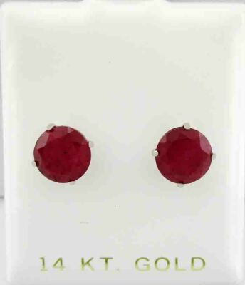 GENUINE 7.48 Cts RUBIES EARRINGS 14K WHITE GOLD - Free Certificate - SCREW BACK