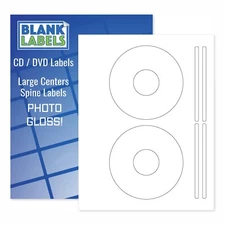 200 PHOTO GLOSSY Ink Jet Labels! Fits Size 5931 - 100 Sheets! CD DVD High Gloss