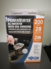 Tripp-Lite 200W PowerVerter AC Inverter W/ USB Charging 2 USB Ports 2 AC Outlets