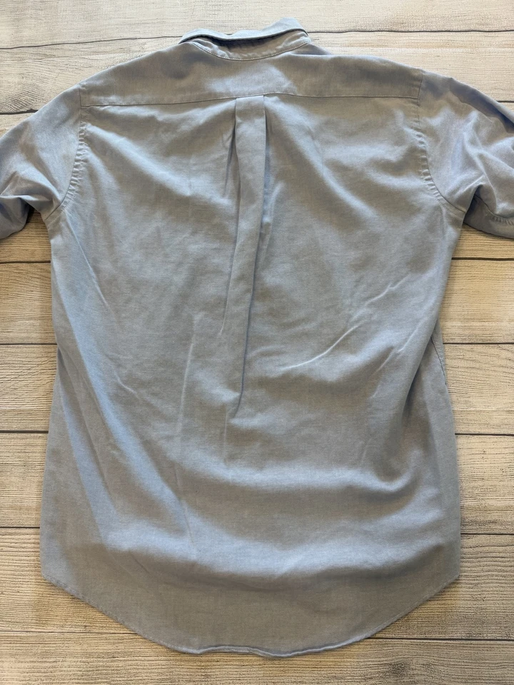 Van Heusen 417 Shirt Mens 16 32/33 Blue Button Down Long Sleeve Oxford Casual - Image 4 of 4