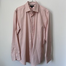 Banana Republic Slim Fit Non-Iron Pink Micro Check Dress Shirt 16-16.5 Size L