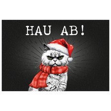 Fußmatte Filz XMAS CAT, HAU AB!, ca. 60x40cm, Weihnachten, Muffel, Grinch,