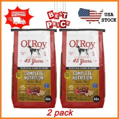 NEW 2 pack Ol' Roy Complete Nutrition Chicken Flavor Dry Dog Food, 46 lb Bag