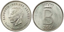 Belgium - 250 Francs 1976 - Baudouin I, 25th Anniversary of Accession, French