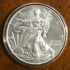 2021 American Silver Eagle 1 Troy Oz. .999 Silver Bullion $1 Coin BU in capsule