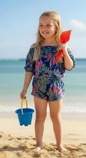 New Lilly Pulitzer Girl's Candice Romper COLD Shoulder Size S Small 4 5 Toddler