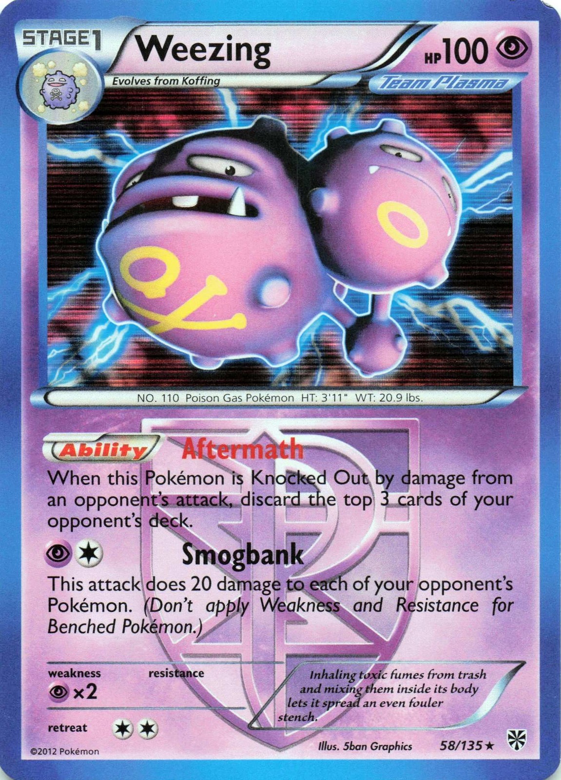 Weezing (Team Plasma) 58/135 - HOLO - Plasma Storm - LP