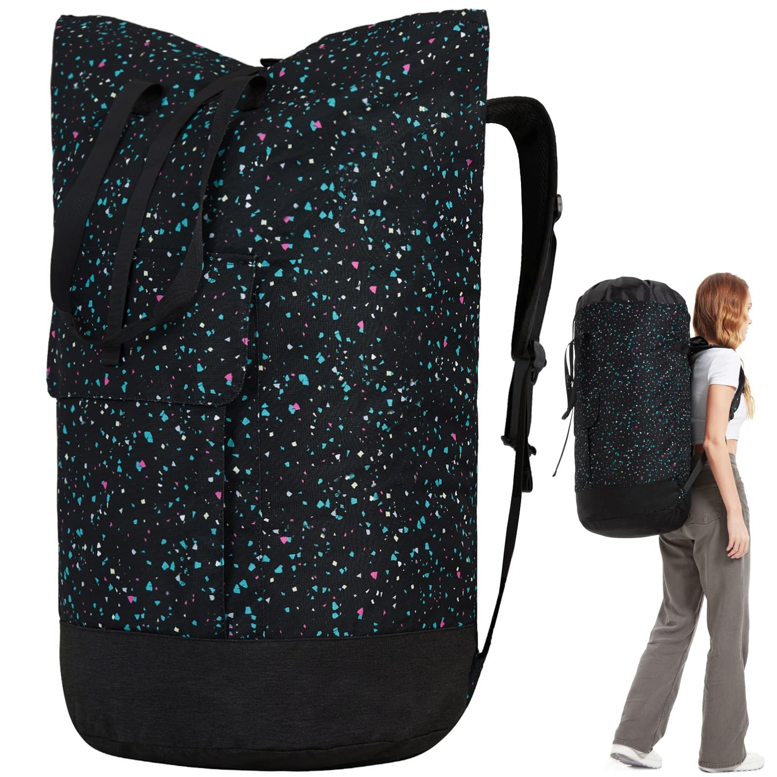 College Laundry Bag, 115L Extra Large Laundry Backpack with Shoulder Straps, ...