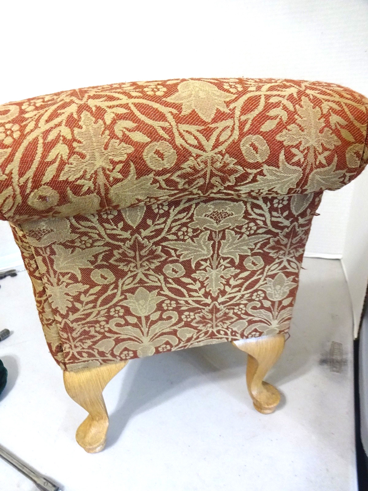 Vintage LARGE Doll Bed Chaise Lounge/ Fainting Couch Wood Feet-24" Long