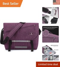 Elegant Purple Messenger Bag with Padded Laptop Compartment Reflective Strips