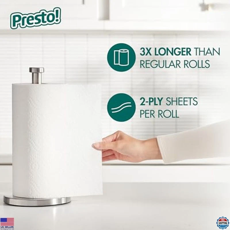 Presto! Toallas de papel Flex-a-Size - 12 rollos enormes, 158 hojas cada uno, blanco nítido Foto 4 de 4