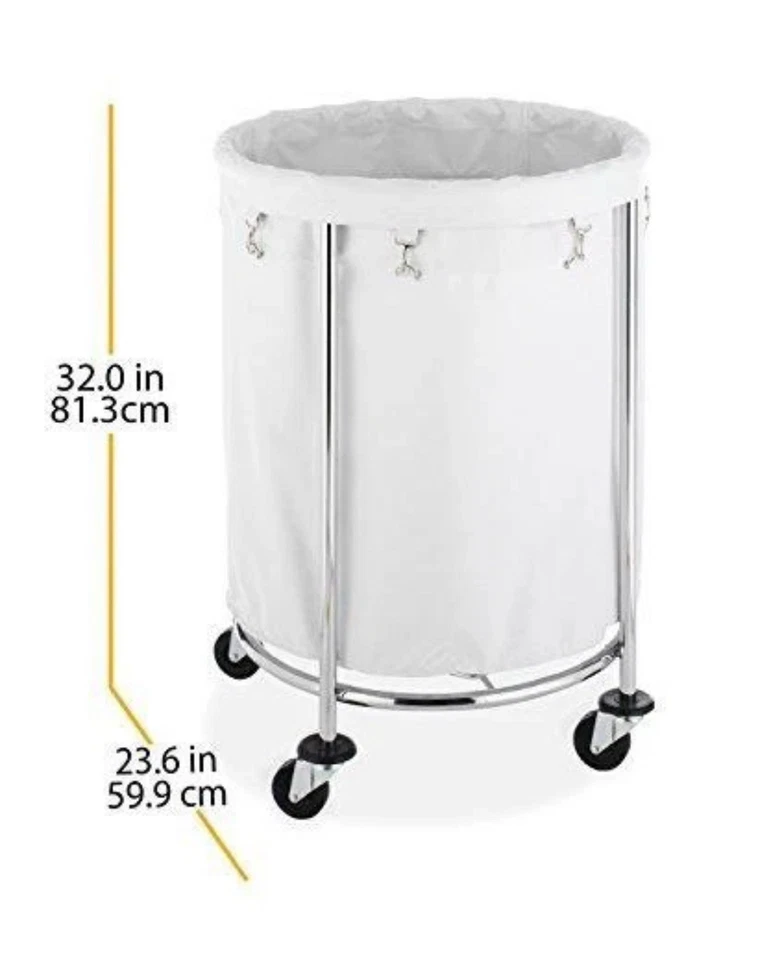 Forro extraíble comercial redondo Whitmor y ruedas de alta resistencia-lavandería cromada Foto 3 de 3