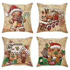 SEGXCFL Christmas Throw Pillow 20" x Pack of 4 , Vintage Gingerbread Man