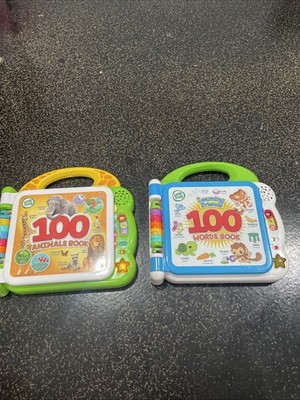 2 LeapFrog Learning 100 Words 100 Animals Books Educational English Spanish