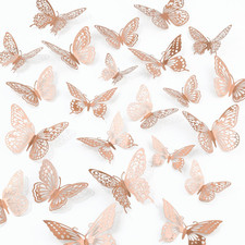 Butterfly Wall Decor, 48Pcs 3D Butterfly Stickers in 3 Sizes 4 Styles for Ball