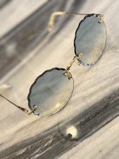 CHLOÉ Gold Rosie Round Sunglasses Blue Gradi...