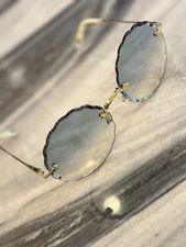 CHLOÉ Gold Rosie Round Sunglasses Blue Gradient Gold Flower