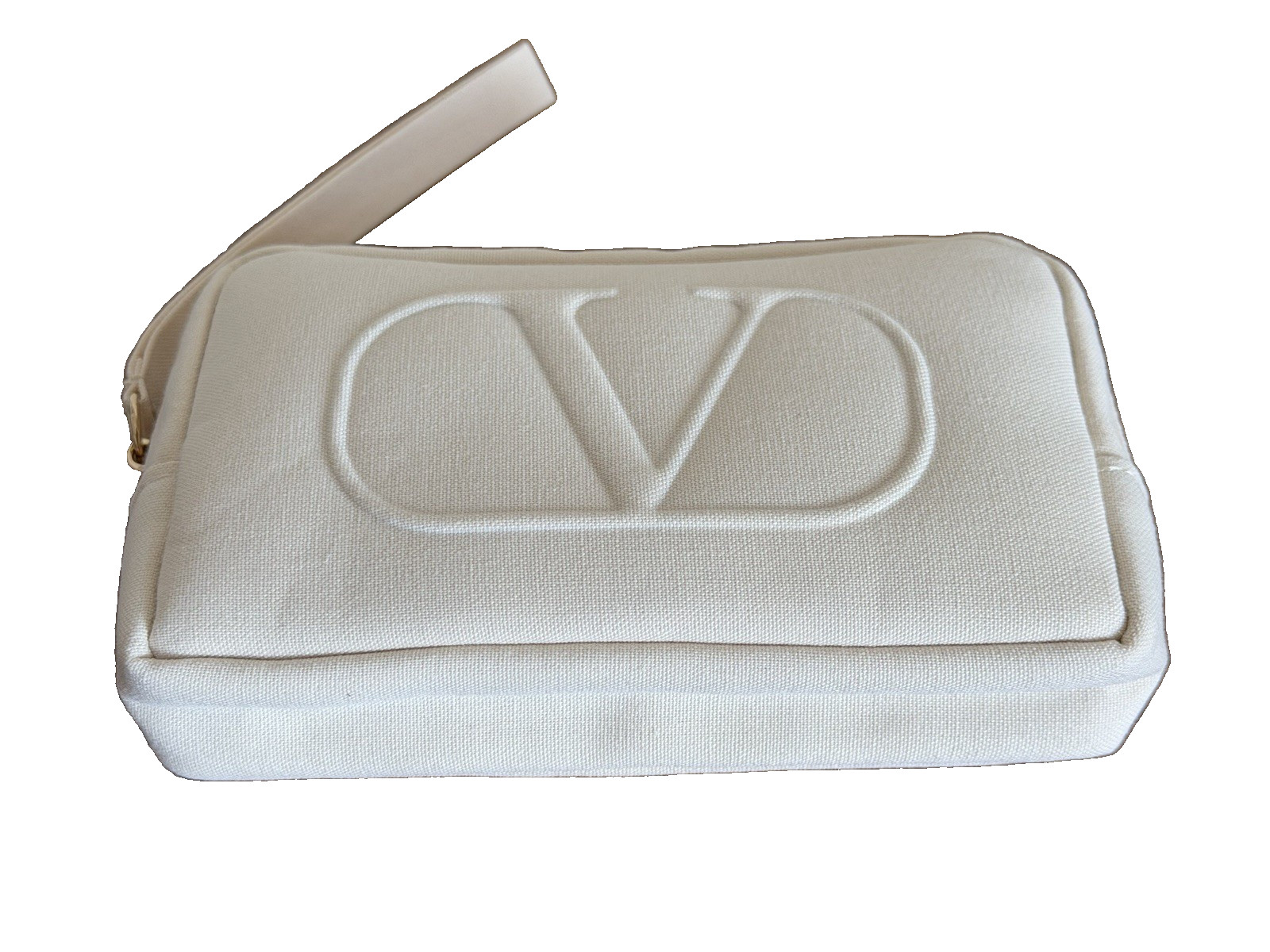 New VALENTINO BEAUTY Small Ivory Pouch Makeup Wristlet Travel Bag Clutch Summer  thumbnail 7
