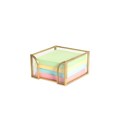 Gold Glass Sticky Note Holder for 3x3 Post-it Note Desk Note Pad Organizer wi...