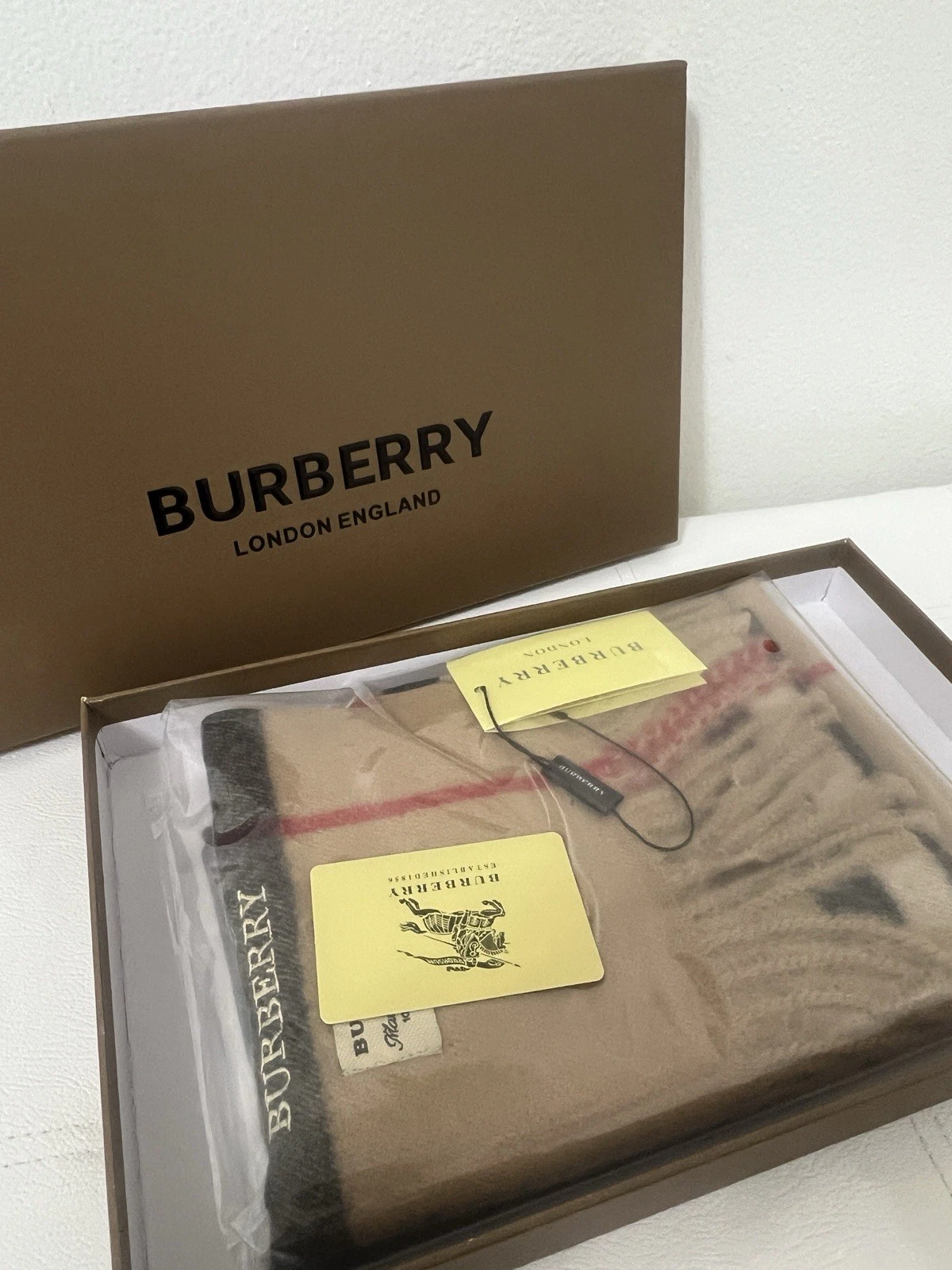 Burberry London Nova Check 100% Cashmere Fringe Scarf England | Free Shipping
