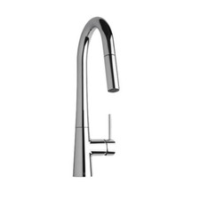 Chicago Faucets 434-ABCP Single Hole Deck Mounted Kitchen Faucet With Pull