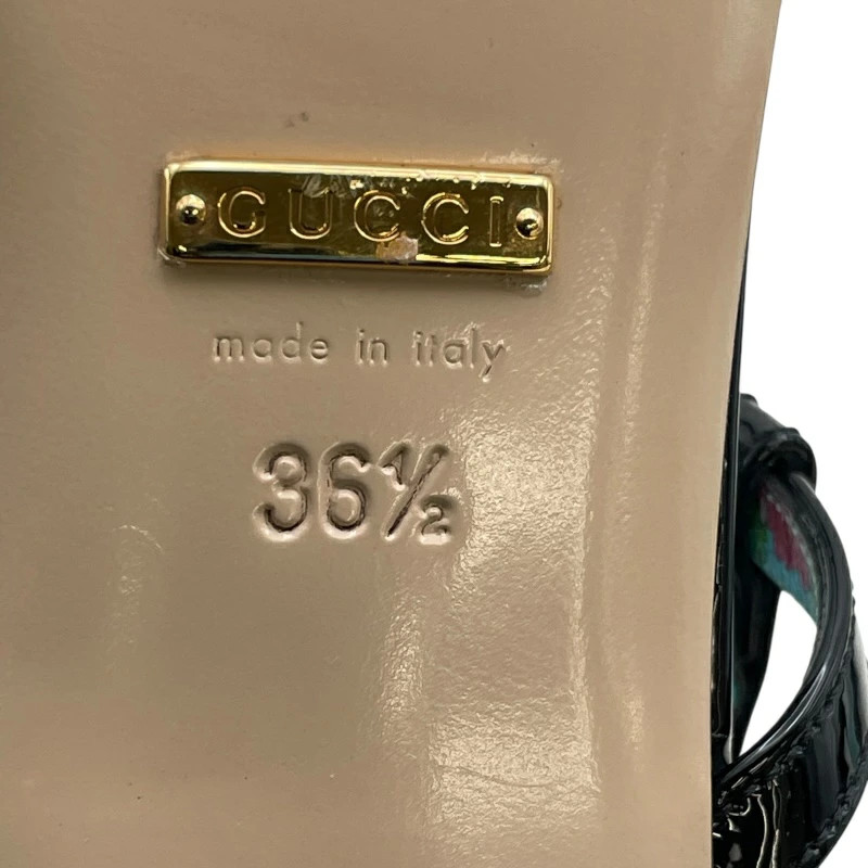 GUCCI Bee decorative strap sandals black enamel women's sandals thumbnail 9