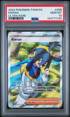 2024 POKEMON TWM EN-TWILIGHT MASQUERADE ULTRA RARE #206 KIERAN PSA 10