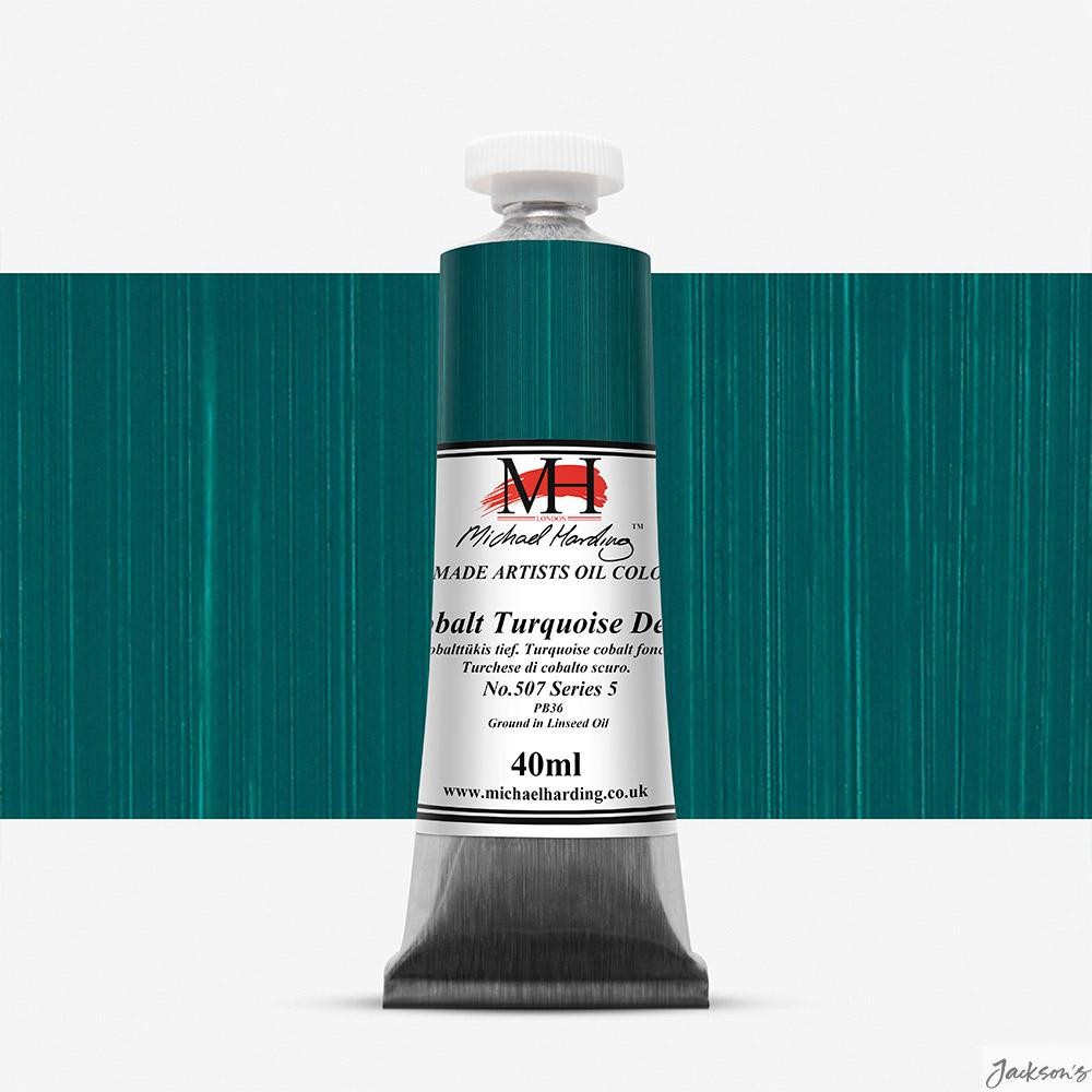 Michael Harding Artists' Oil Paint Linseed Oil 40ml Cobalt Turquoise Deep Colour