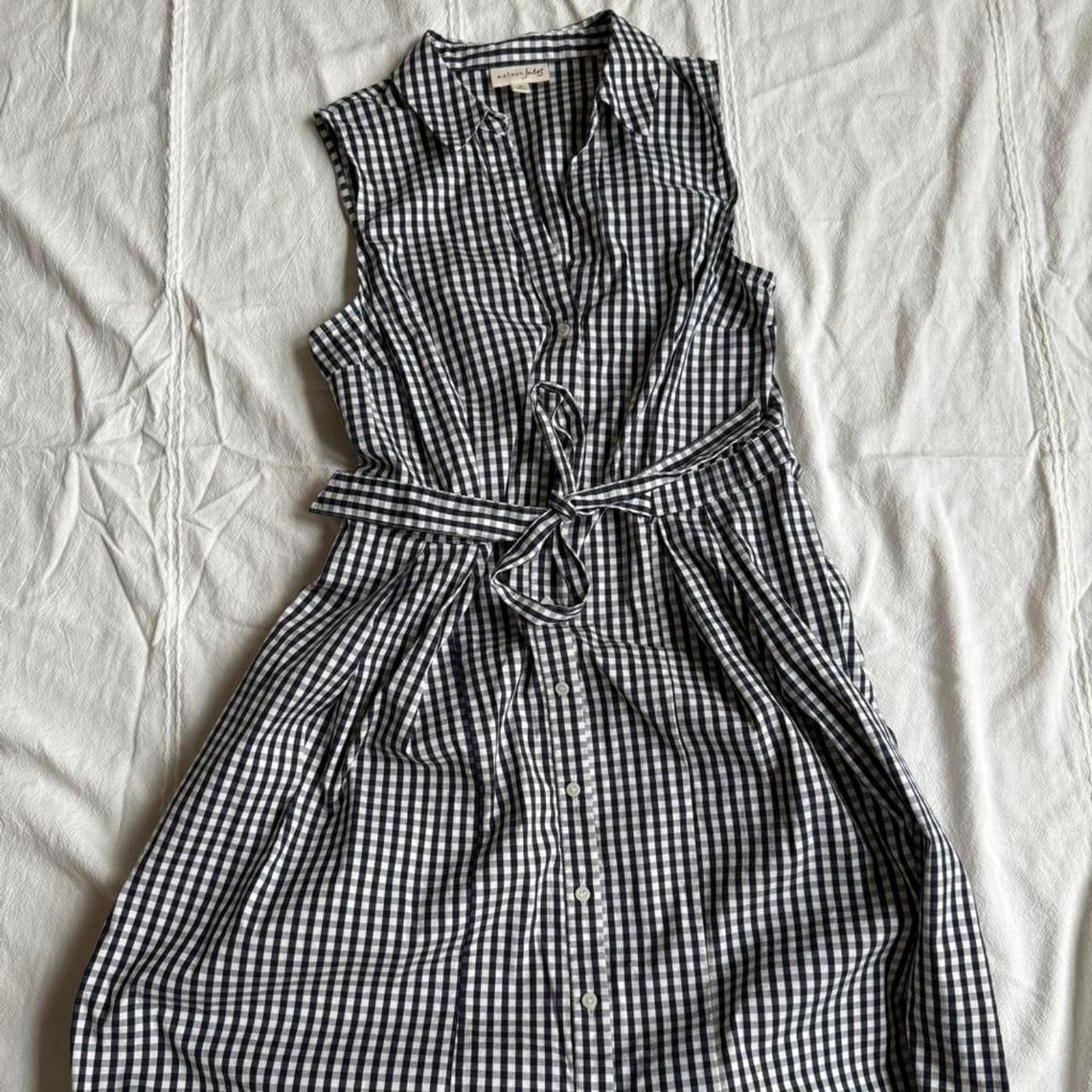 Maison jules navy gingham button - image 2