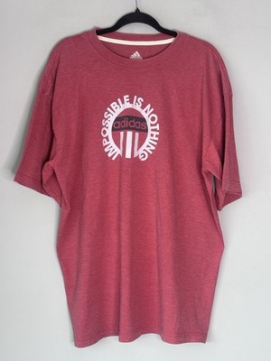 Vintage Adidas T Shirt Herren Gr. XL rot getragen verblassen Impossible Is Nothing Grafik