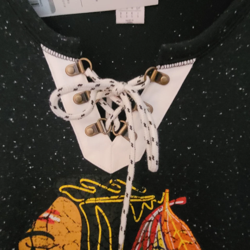 NUEVO CON ETIQUETAS CCM Chicago Blackhawks Camisa Manga Larga Con Cordones Para Mujer S Equipo NHL Logo Top Foto 3 de 4