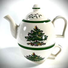 Spode "Christmas Tree" Tea For One Teapot  Breakfast Cup Set S3324 A7 2007 READ