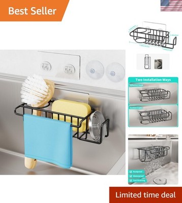 Compact 4-in-1 Sink Organizer - Innovative Black Storage for Kitchen Essentials