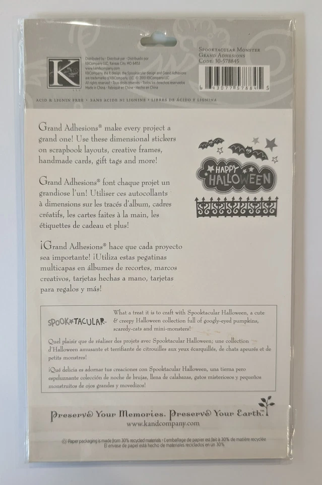 Adesivos para scrapbooking monstros assustadores de Halloween grandes aderências K&Company - Imagem 2 de 2