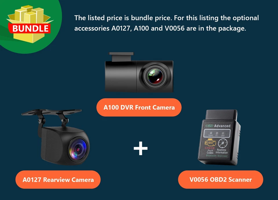 DVR+OBD+ 10.95" Car Stereo Android 13 2K QLED Screen GPS 4G LTE Wireless CarPlay - Image 2 of 4