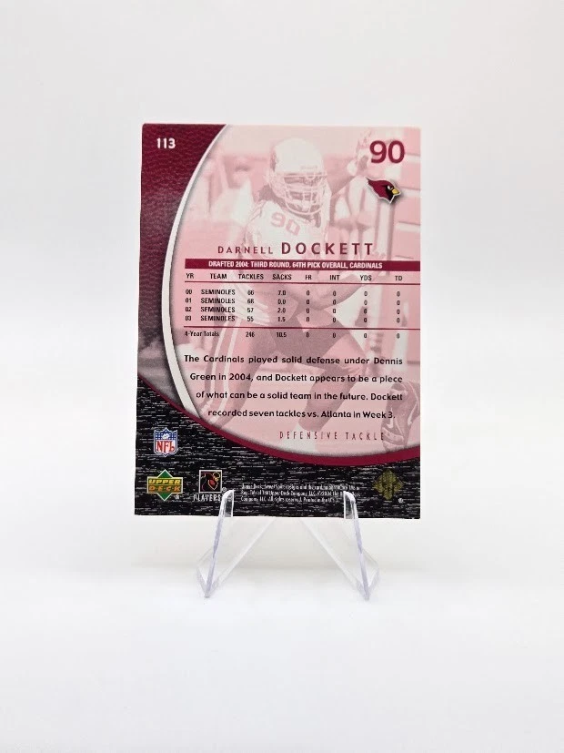 Darnell Dockett 2004 Upper Deck Sweet Spot Rookies RC SP /50 #113 Cardinals - Image 2 of 2