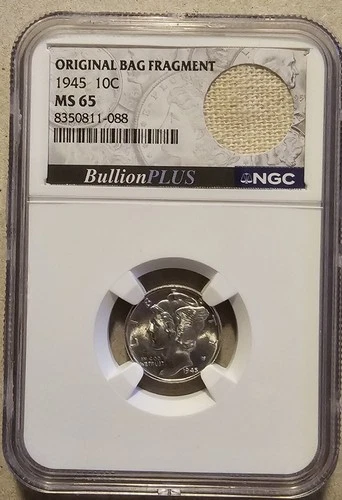 1945 Mercury Dime NGC With Original  Bag Fragment MS65