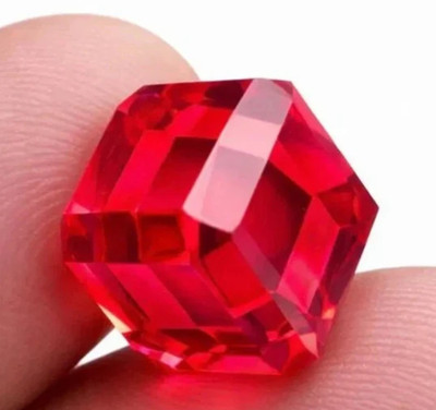 45.40 Ct Lab Created Flawless Burma Red Ruby Cube Shape IGL Loose Gemstone 6LHX