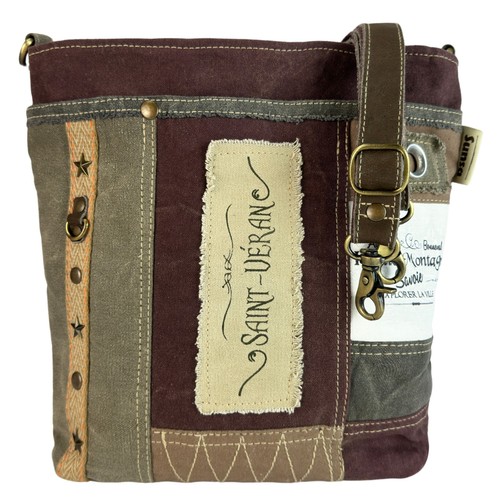 Sunsa Vintage Umhängetasche. Patchwork Schultertasche. Canvas Crossbody Tasche - Bild 2 von 7